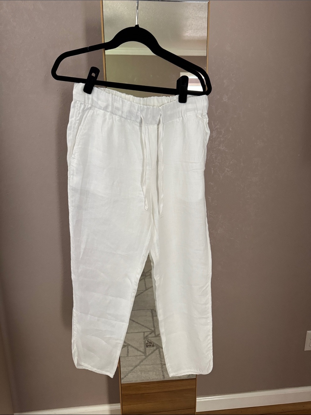 Caslon White Drawstring Linen-Blend Pants